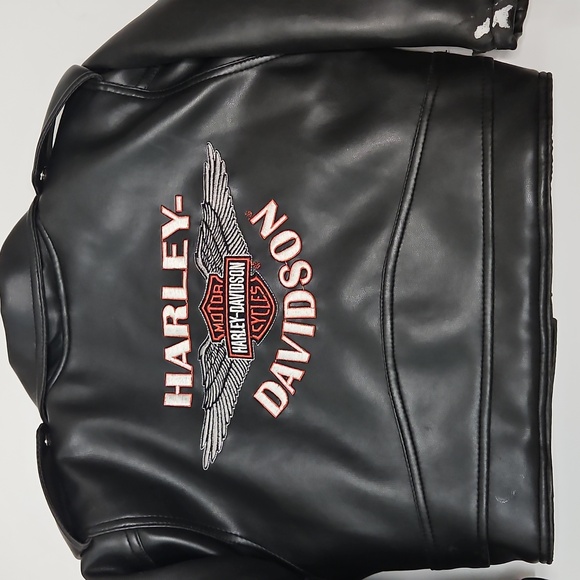 Harley-Davidson Other - Harley Davidson Kids Black Faux Leather Jacket, Quilted Inside. Size 4